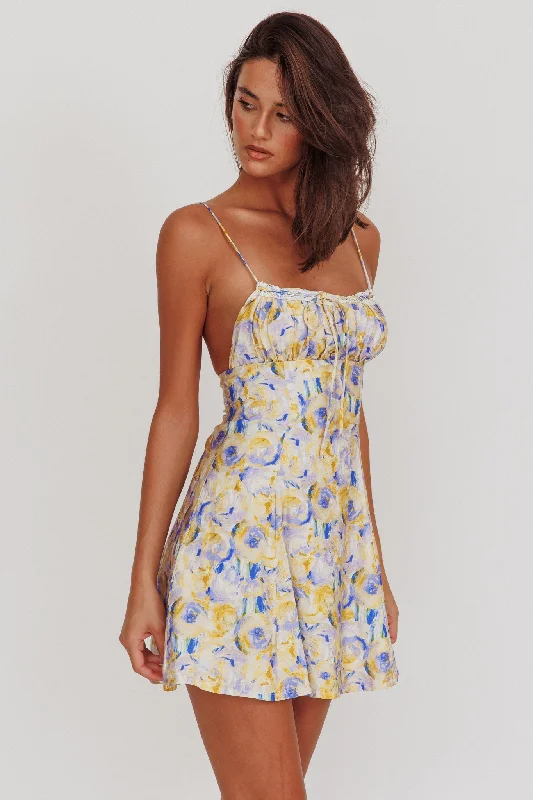 Massive Discounts Lead The Way Abstract Print Mini Dress Yellow
