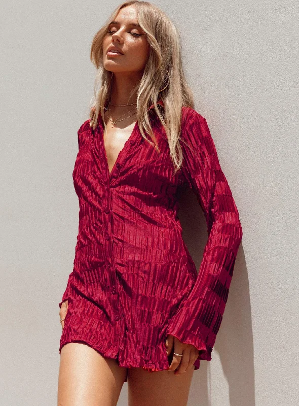 Price Cut Alert Lila Shirt Dress Burgundy