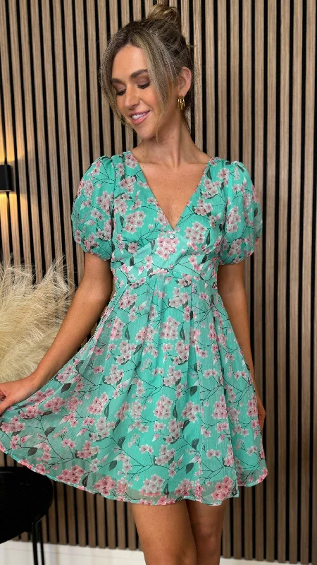 Weekend Special Offers Lori Green Floral Printed Mini Dress