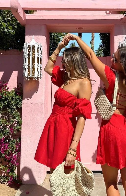 Weekend Steal of the Day Love Lost Off The Shoulder Red Mini Dress