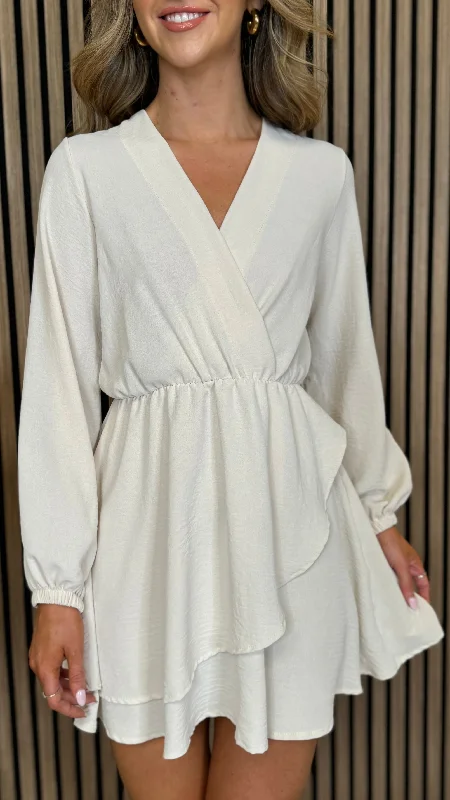 Best Prices This Week Maia Beige Long Sleeve Mini Dress