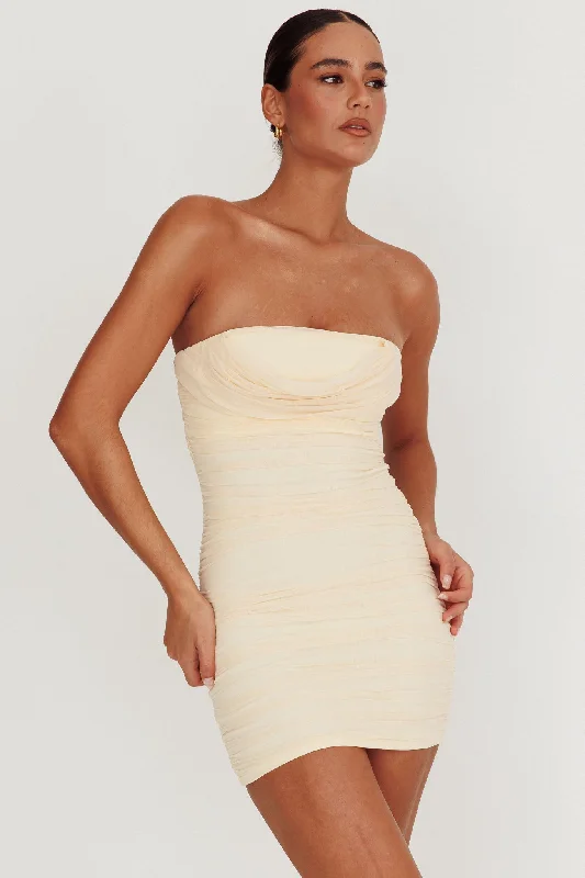 Weekend Best Buys Mars Draped Strapless Mini Dress Cream