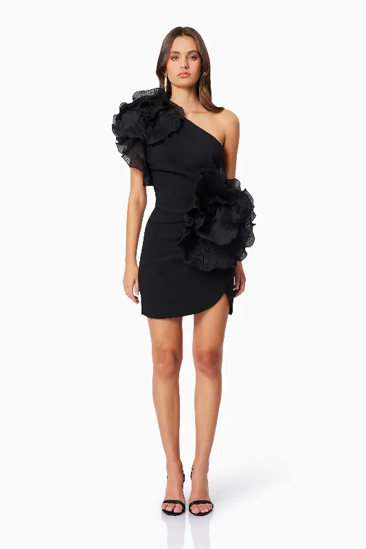 Weekend Hot Savings Maya 3D Floral Cocktail Dress in Black