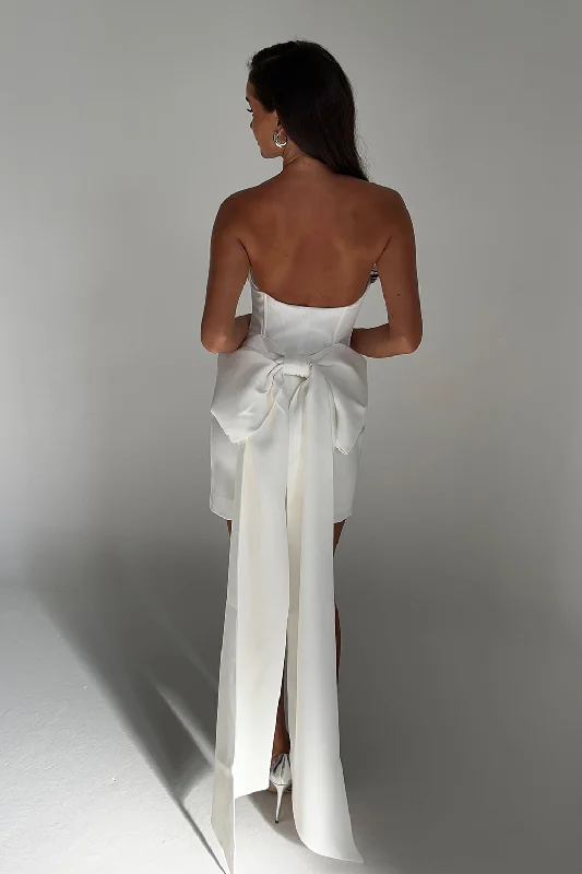 Big Savings Meredith Strapless Bow Mini Dress - White