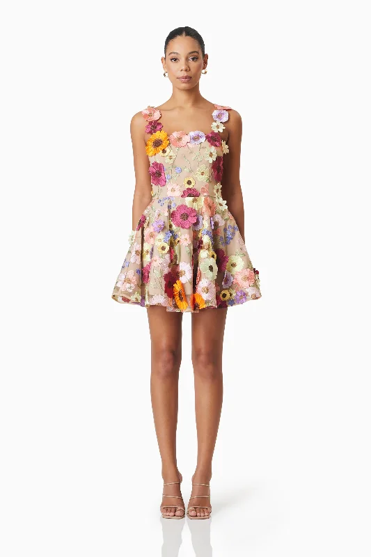 Flash Shopping Deal Moana Floral Embellished Mini Dress in Pink