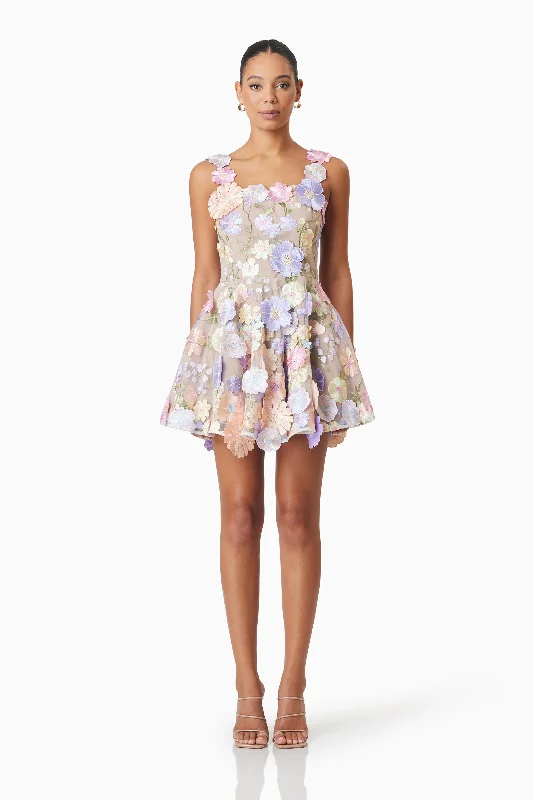 Weekend Markdowns Moana Floral Embellished Mini Dress in Purple