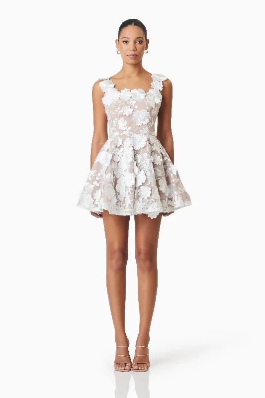 Exclusive Pricing Moana Floral Embellished Mini Dress in White