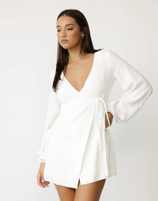 Weekend Shopping Fever Mori Mini Dress (White)