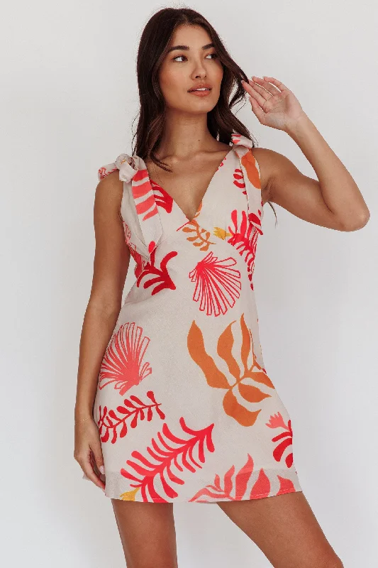Weekend Steals Await Mykonos Morning Tied Shoulder Mini Dress Seashell Pink