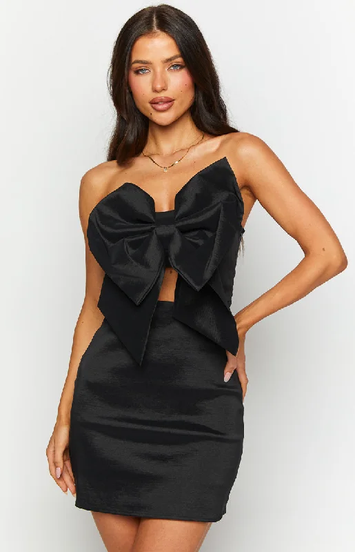 Weekend Price Drop Event Nadia Black Bow Mini Dress
