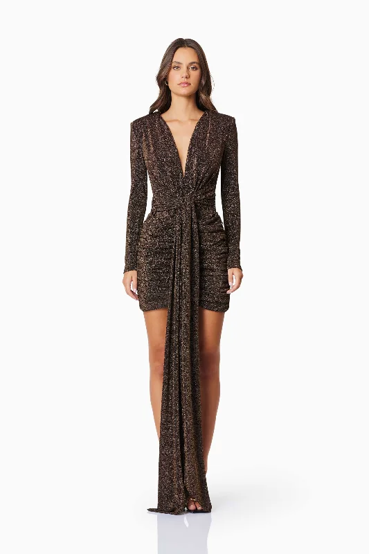 Weekend Sale Marathon Nalani Long Sleeve Mini Dress In Brown