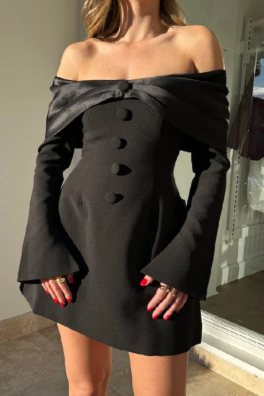 Last Chance Sale The Ultimate Muse Bow Mini Dress Black