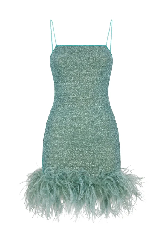 Weekend Bargain Weekends Lumiere Plumage Mini Dress Aqua