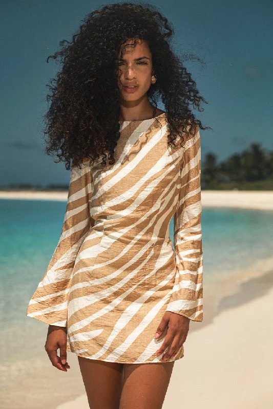 Weekend Shopping Rush PAULIE MINI DRESS - TAN