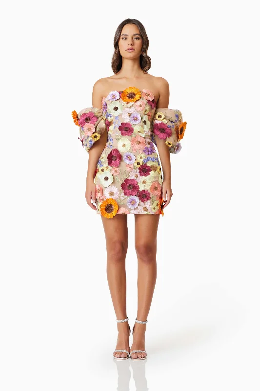 One-Stop Shop Sale Perry Floral Embellished Mini Dress in Pink
