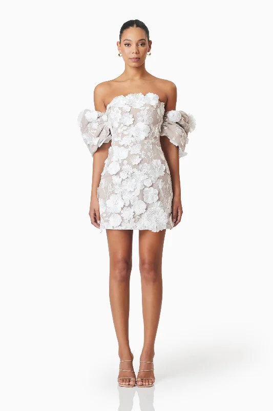 Hot Sale Items Perry Floral Embellished Mini Dress in White