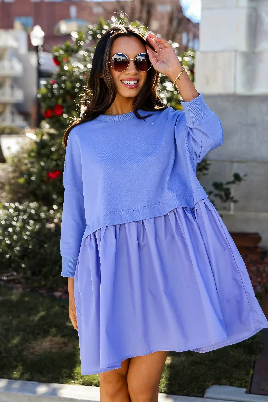 Big Savings FINAL SALE - Pleasant Darling Periwinkle Sweatshirt Dress