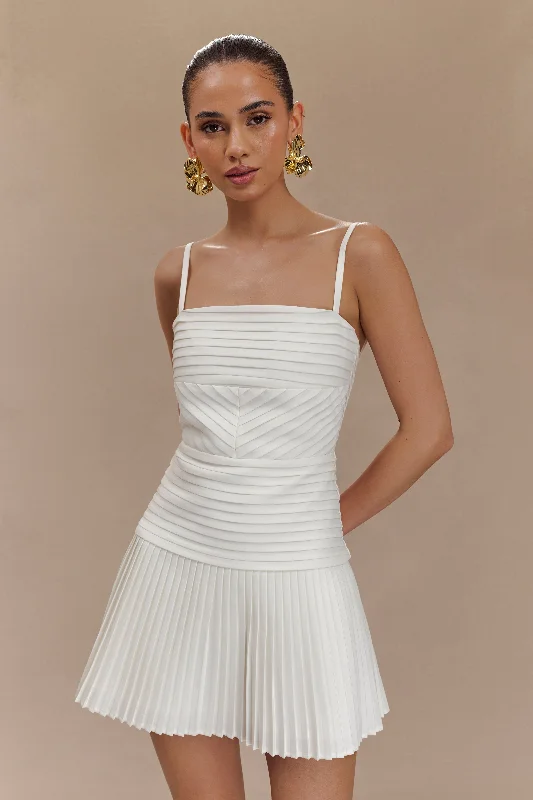 Weekend Special Bargains Rylee Multi Pleat Mini Dress - White