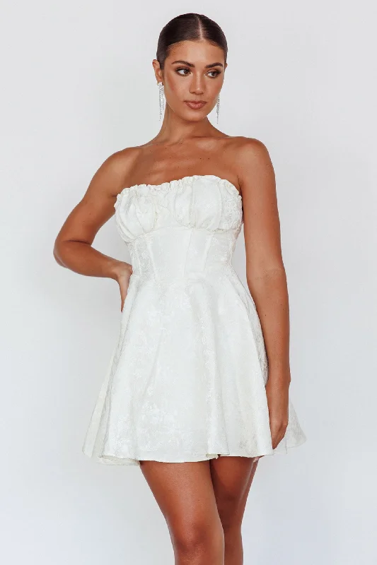 Weekend Big Discount Event Savanna Corset Bodice Mini Dress Ivory