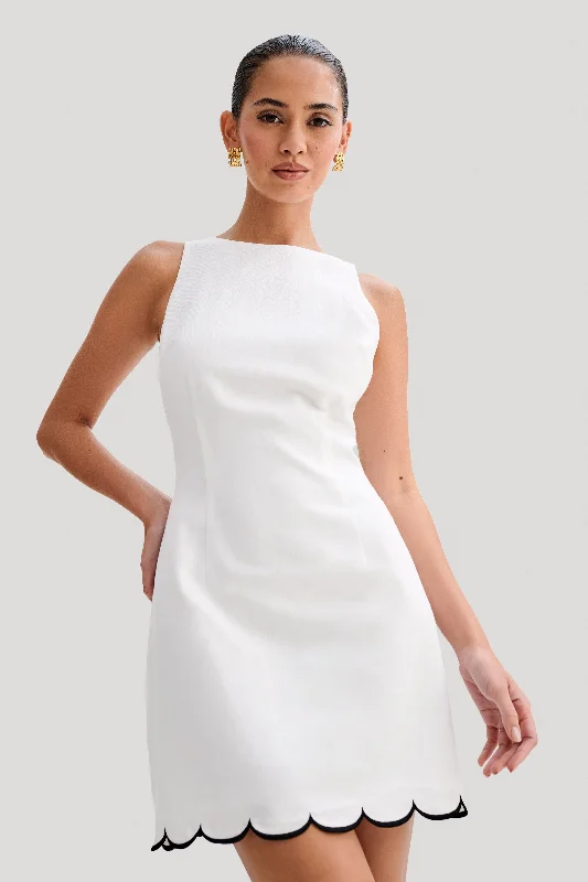 Weekend Super Sale Alert Sofiane Scalloped Linen Mini Dress - Ivory