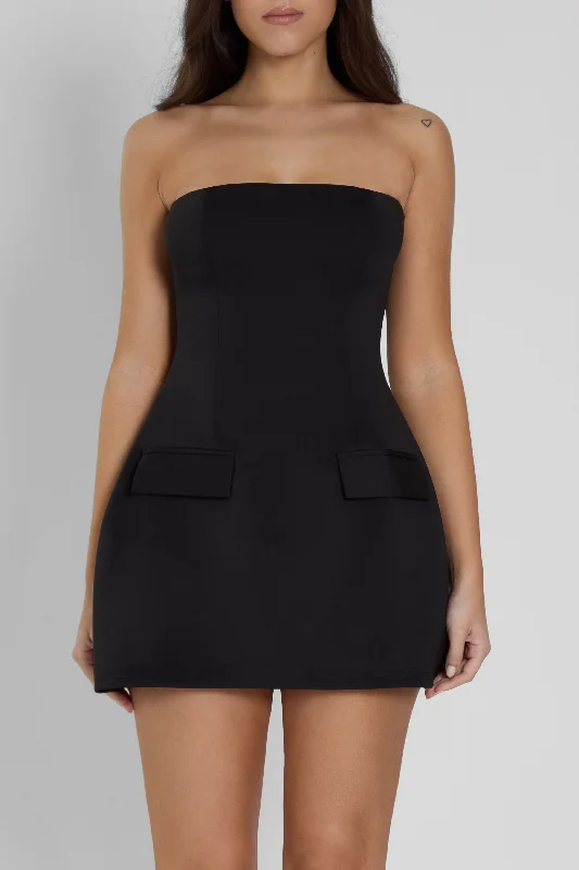 Big Offers Solene Strapless Pocket Mini Dress - Black