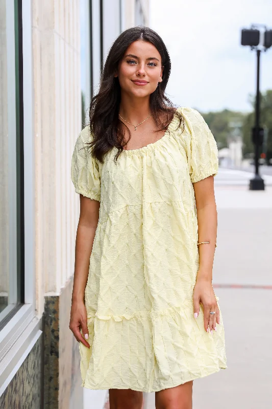 Limited Time Only FINAL SALE - Stunning Presence Yellow Textured Mini Dress