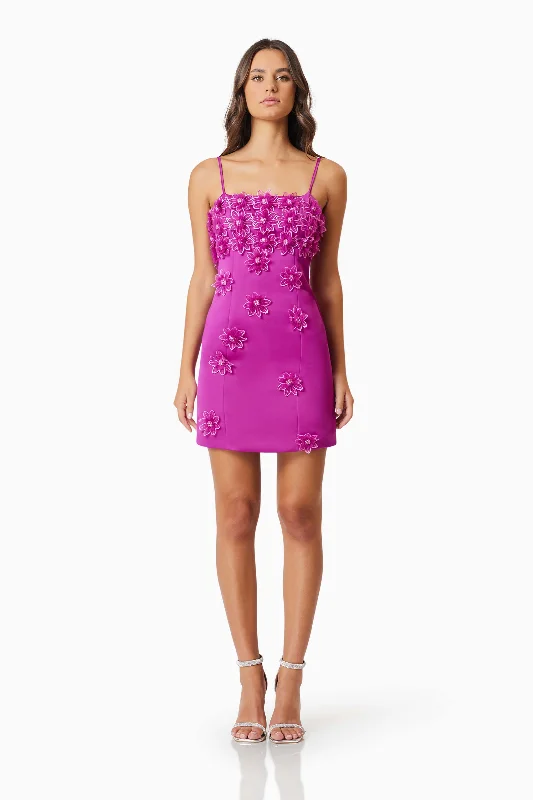 Weekend Massive Discounts Sutton 3D Floral Mini Dress In Purple