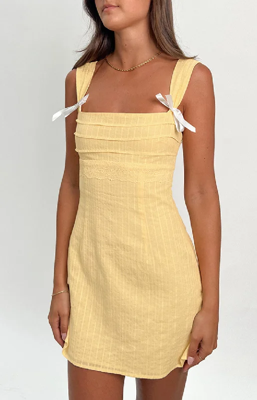 Weekend Savings Mania Taylor Yellow Tie Back Mini Dress