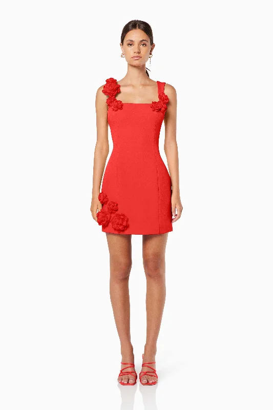 Shop & Save Now Trompe 3D Floral Mini Dress Red