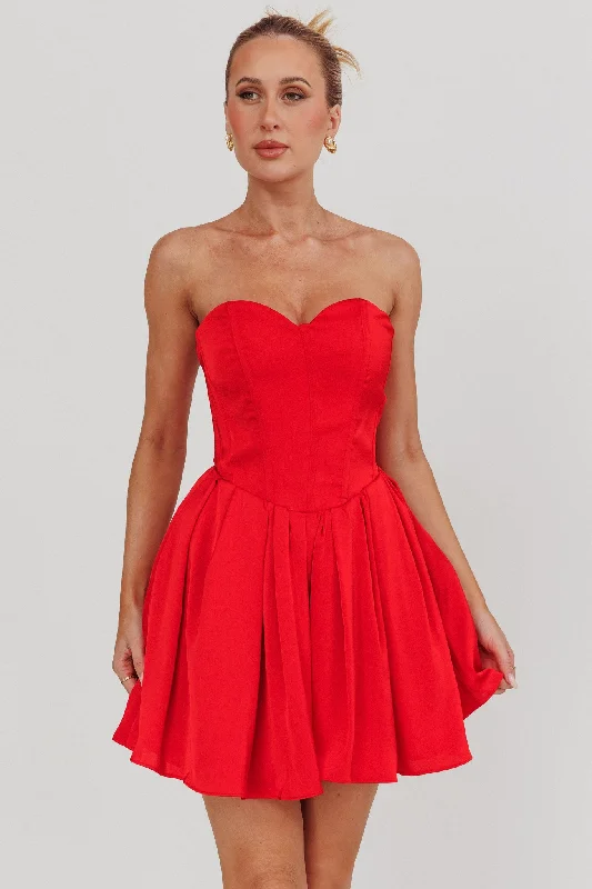 Flash Shopping Deal What I Like Sweetheart Neckline Mini Dress Red