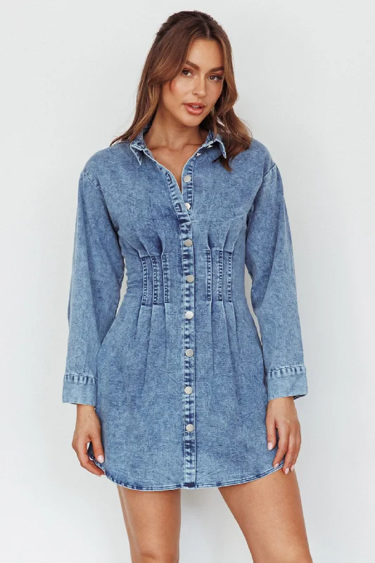 Weekend Special Discounts Zurich Long Sleeve Mini Dress Blue