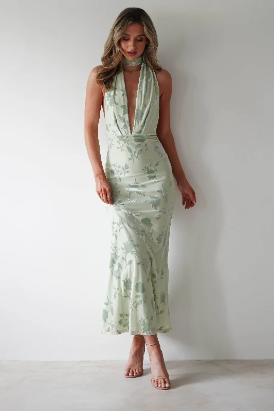 Exclusive Savings Tara Floral Jacquard Maxi Dress | Sage