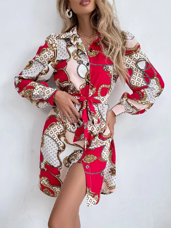 Weekend Price Drops KittenAlarm - Chain Print Shirt Dress