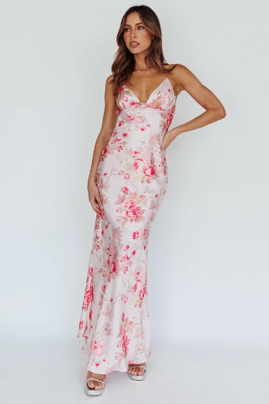 Deal of the Week Alora Tie-Up Back Maxi Dress Floral Pink