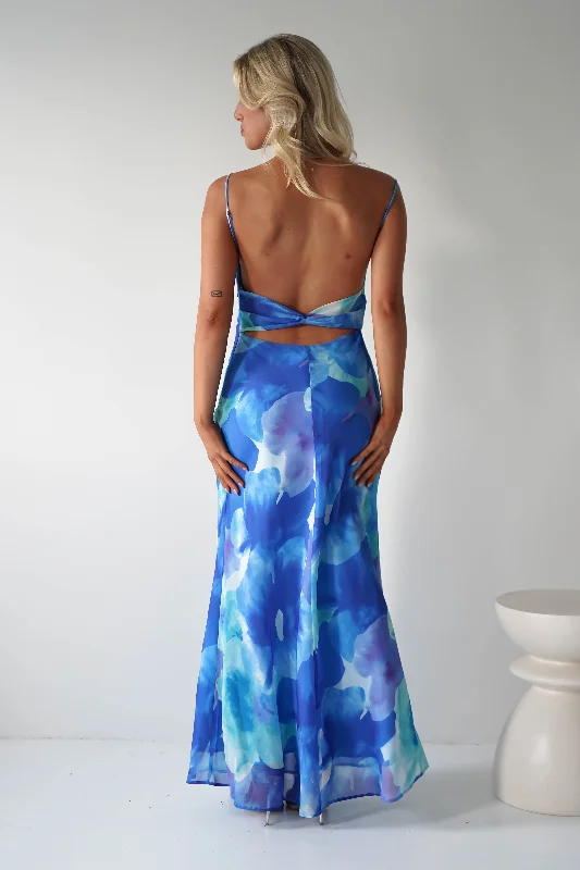 Weekend Massive Discounts Ariel Chiffon Printed Maxi Dress | Blue