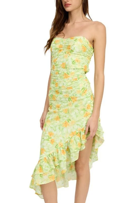Weekend Exclusive Offers You’ll Love ASYMMETRIC MIDI DRESS WITH RUFFLE DETAIL