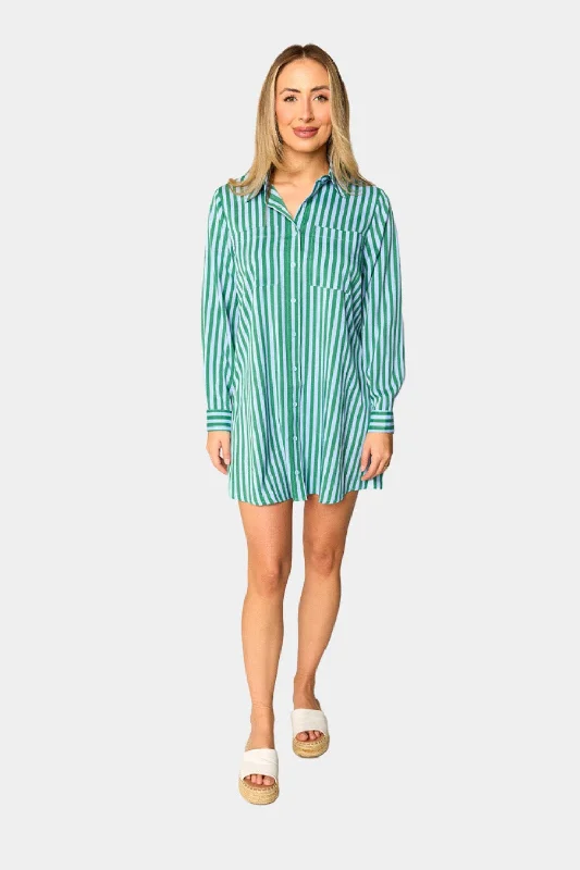 Weekend Discount Blast Beau Mini Shirt Dress - Cucumber Water
