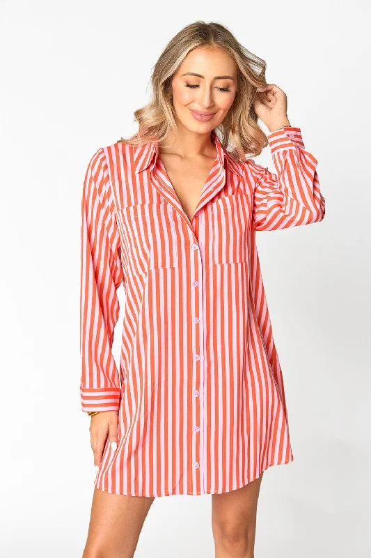 Weekend Shopping Rush Beau Mini Shirt Dress - Sun Glow