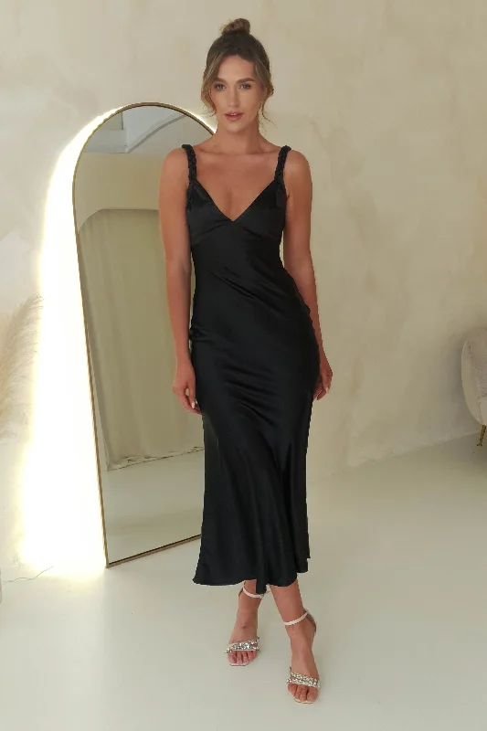 Weekend Low Prices Bethanie Soft Satin Maxi Dress | Black