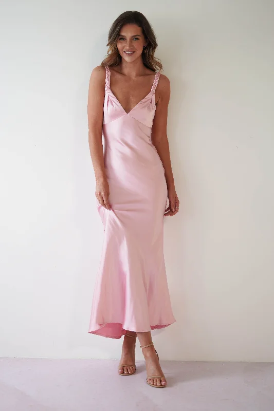 Mega Sale Bethanie Soft Satin Maxi Dress | Light Pink
