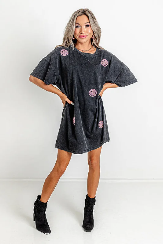 Weekend Super Sale Big Smiles Embellished T-Shirt Dress