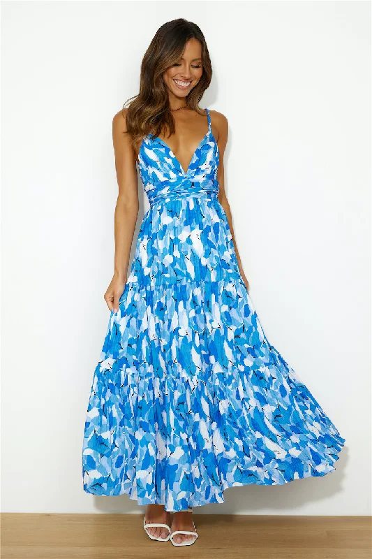 Price Slash Event Bloom Beachside Maxi Dress Blue