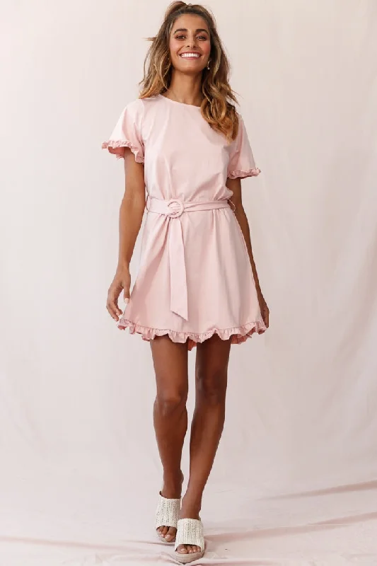 Weekend Special Offers Chelsea Belted T-Shirt Dress Blush