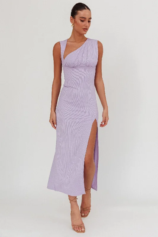 Weekend Closeout Deals Daleela Asymmetric Neckline Maxi Dress Lilac