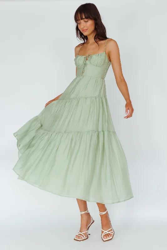 Flash Price Drops Doe Tie Bust Maxi Dress Sage
