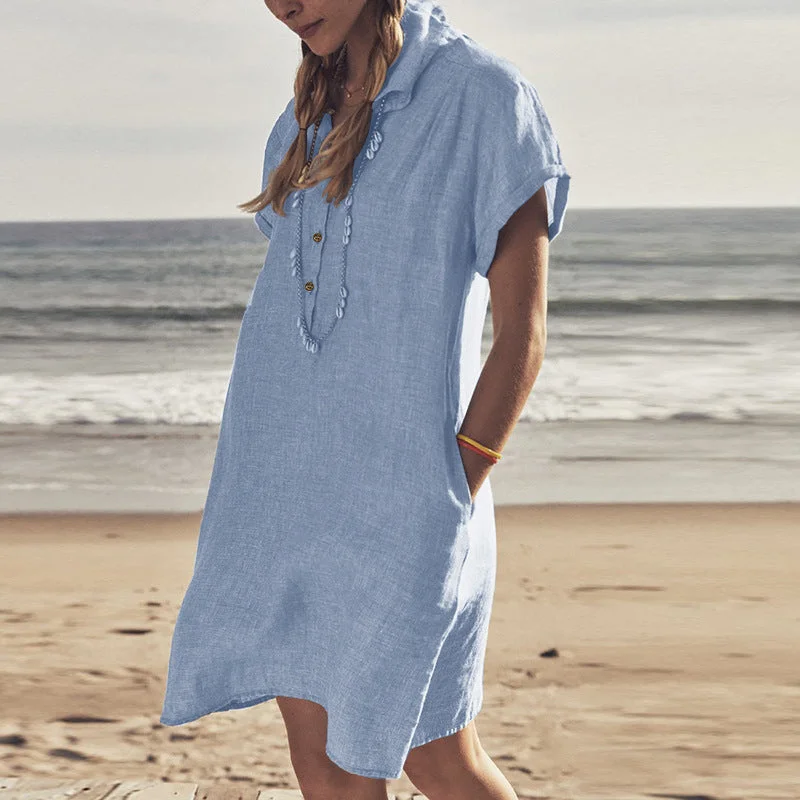 Weekend Sale Frenzy Dowling Cotton + Tencel Pocketed Chambray Shirt Dress