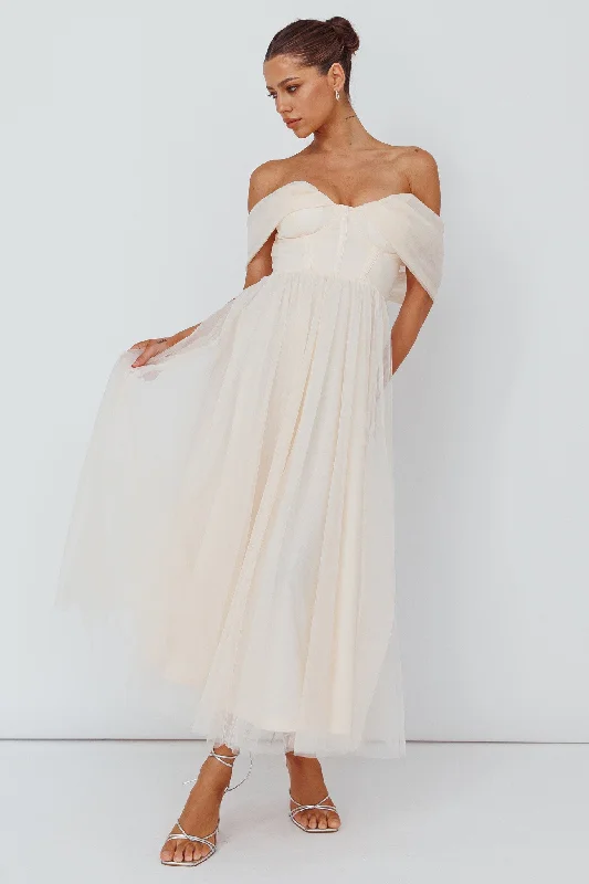 Flash Sale Dreamers & Lovers Off-Shoulder Maxi Dress Vanilla