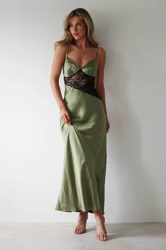 Weekend Steals and Deals Felicity Lace Detail Maxi Dress | Olive