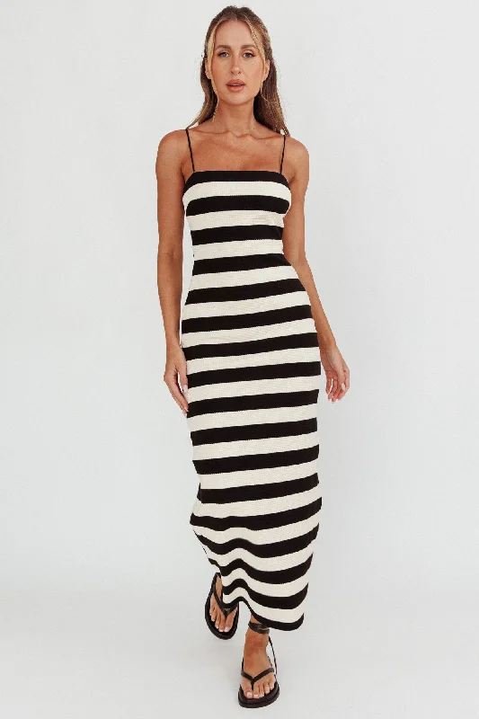 Limited Edition Gracey Cami Strap Maxi Dress Stripe Black