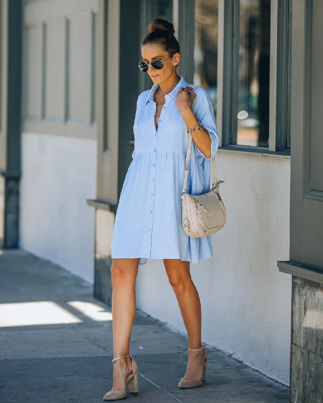 Don’t Miss These Deals Hails Linen Blend Button Down Shirt Dress - Baby Blue